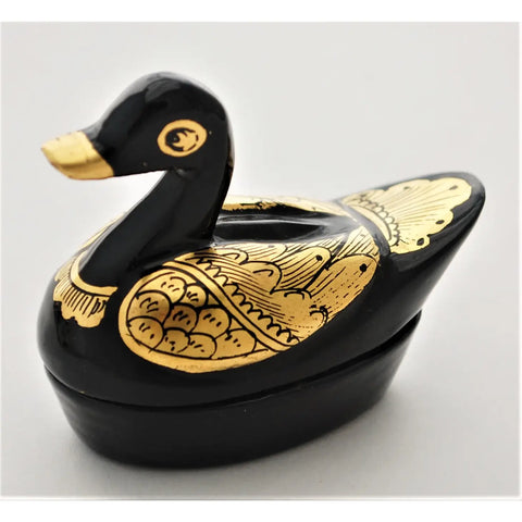 Duck Lacquer Ring Box with Gold Details