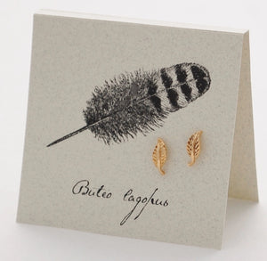 Feather Stud Earrings - Gold