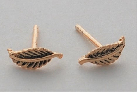 Feather Stud Earrings - Gold