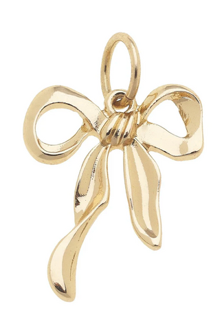 Ribbon Bow Charm in Shiny Gold