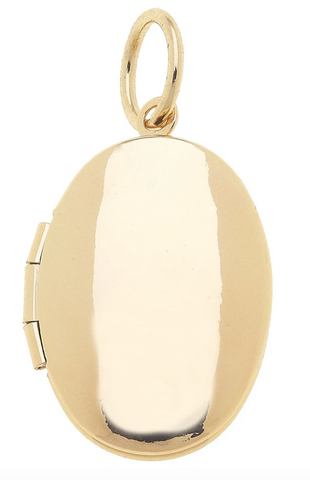 Oval Shaped Locket Charm in Shiny Gold