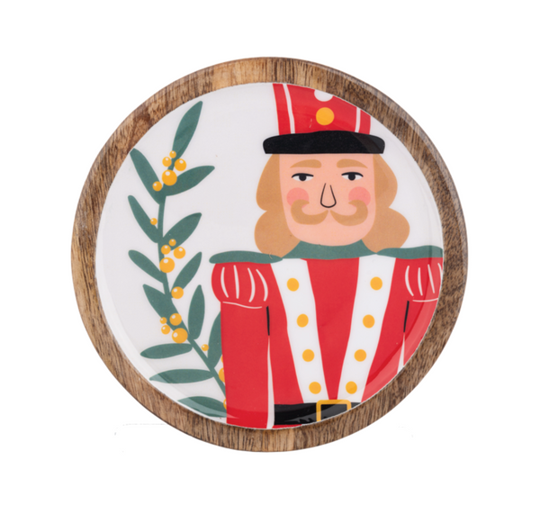 Round Wooden Nutcracker Tray