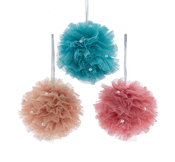 Tulle Ornament in Pink, Cream, or Blue