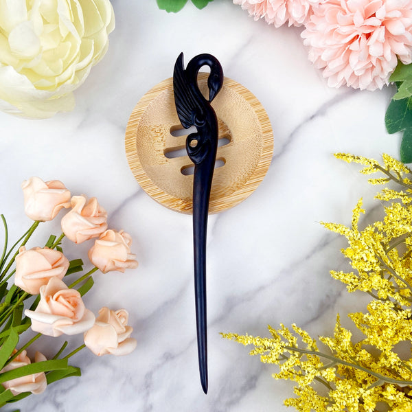 Swan Hairpin - Black Sandalwood