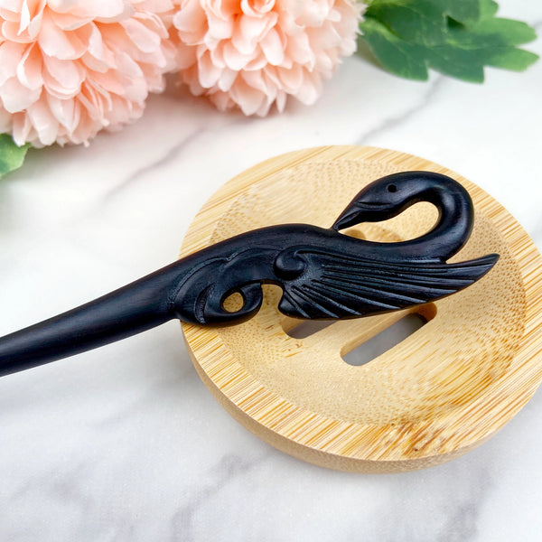 Swan Hairpin - Black Sandalwood