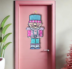 Pink and Teal Nutcracker Door Hanger