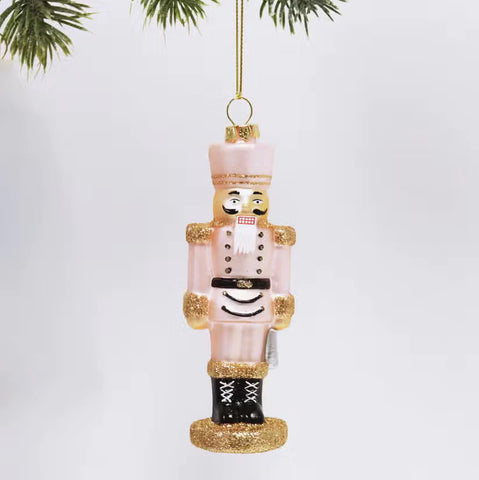 Pink Glass Nutcracker Ornament